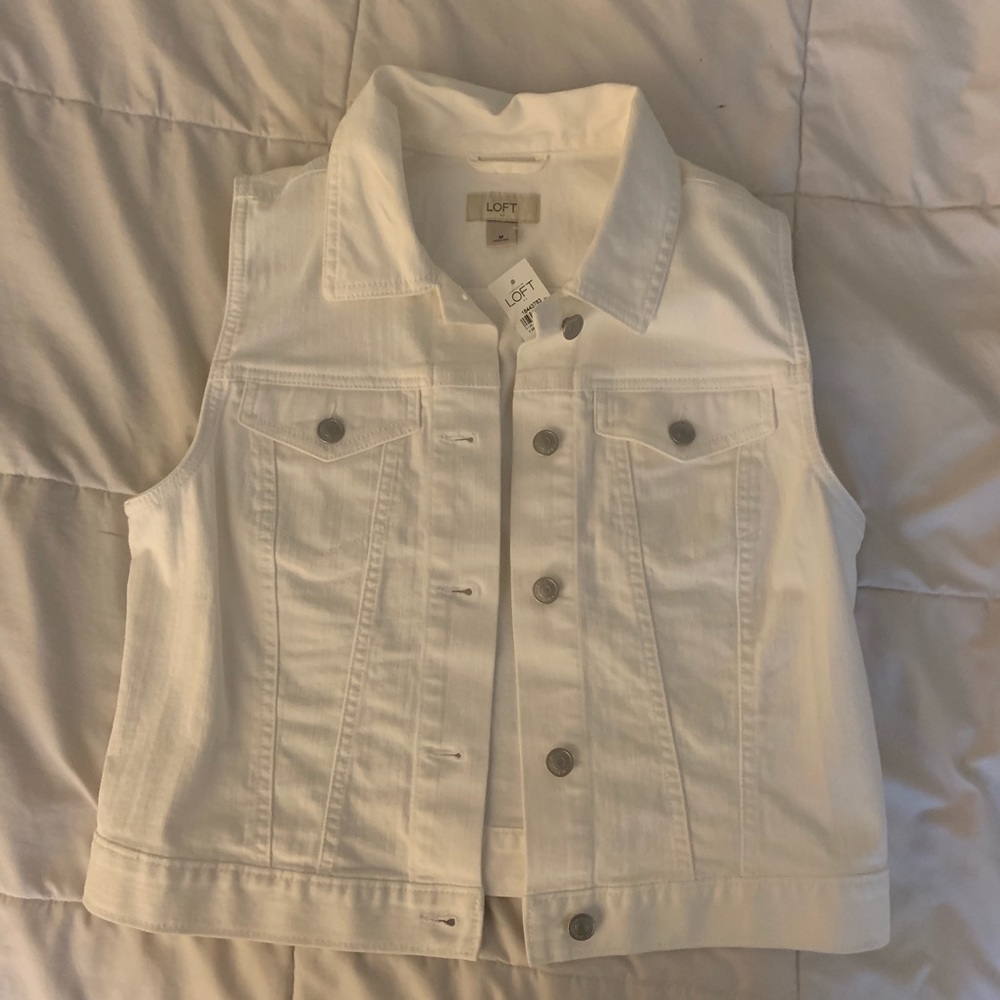 White Jean Vest from LOFT